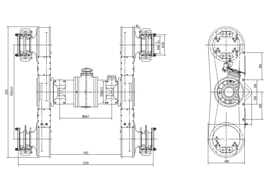 Rear Grader Axle with Swing Support  Rear Grader Axle with Swing Support