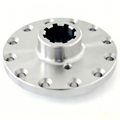 Round connecting flanges with internal splines