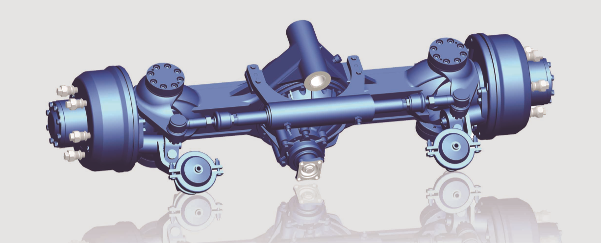 Front axle of a 6.5 ton wheeled excavator Front axle of a 6.5 ton wheeled excavator
