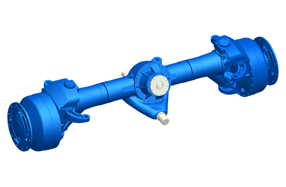 Front steerable drive axle for grader