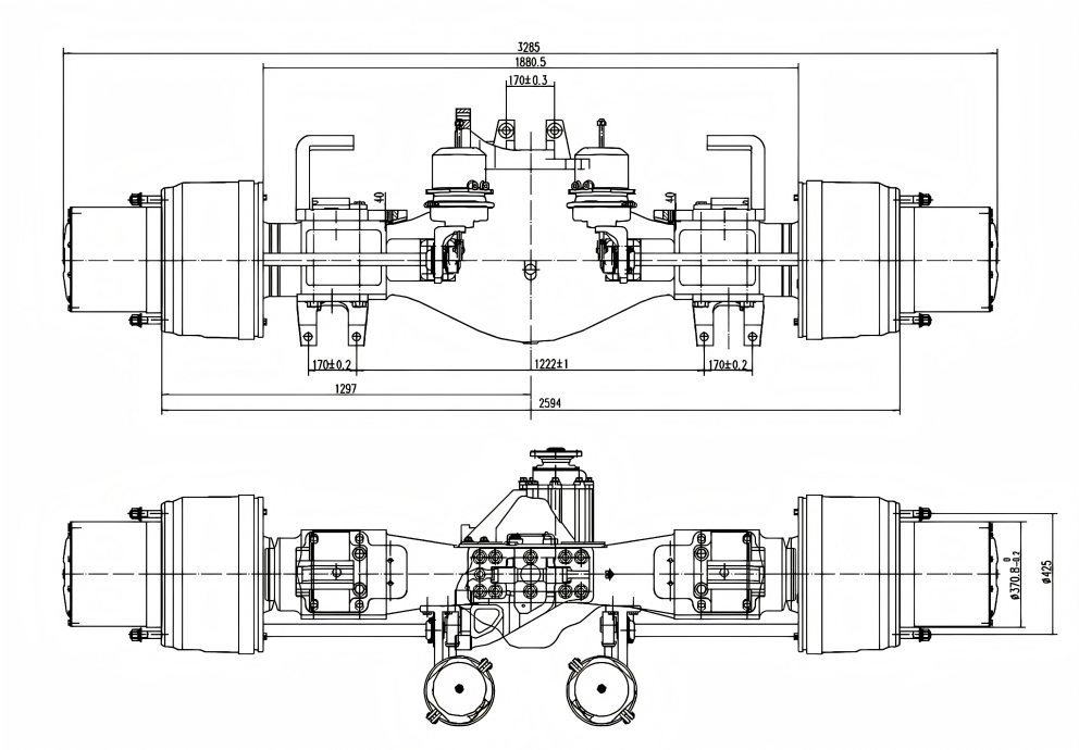 Rear axle for dump trucks Rear axle for dump trucks