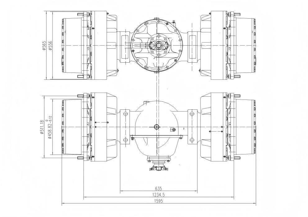 Drive axle of an underground loading and unloading machine 2 m³ Drive axle of an underground loading and unloading machine 2 m³