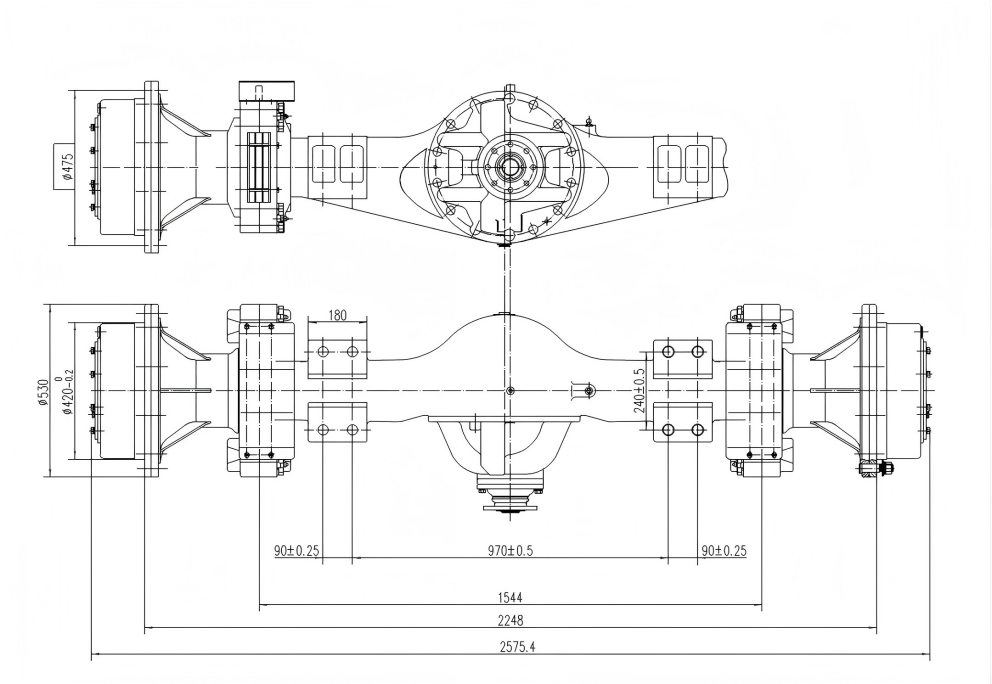 Drive axle bridge of a loader with wide discs.png Drive axle bridge of a loader with wide discs.png