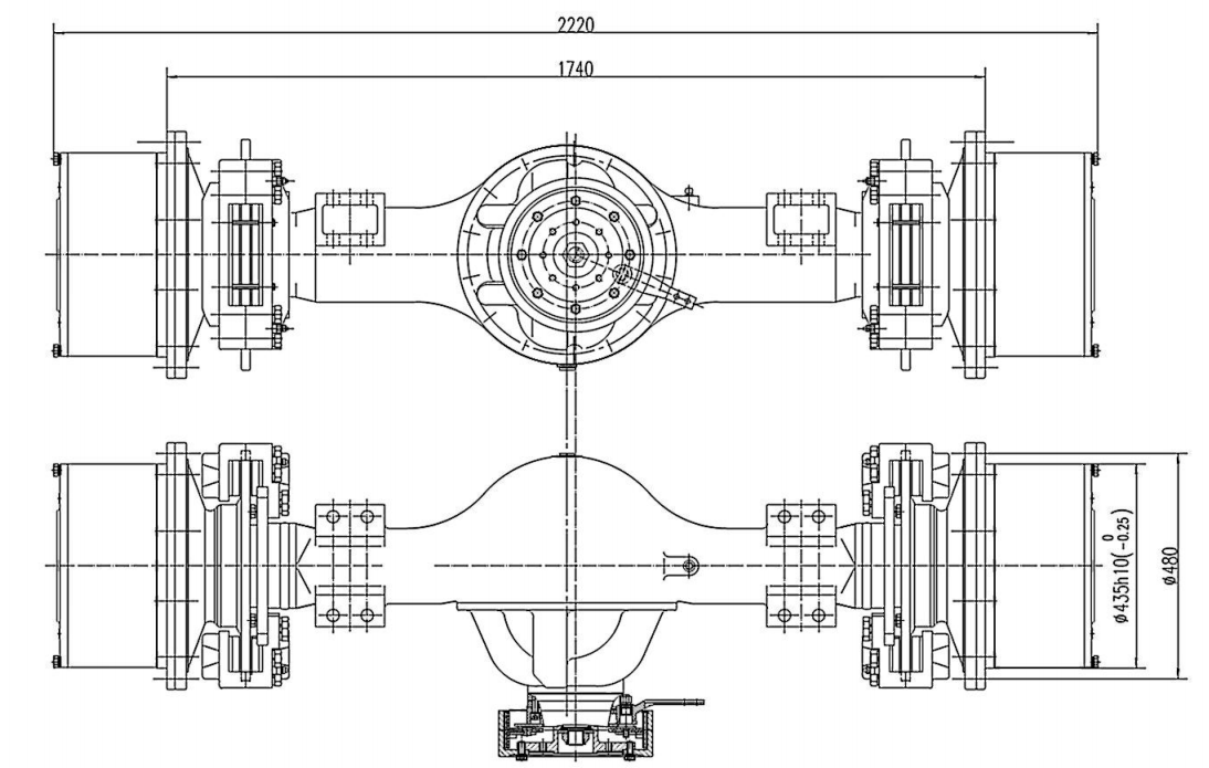 Total Total Gear Ratio 27.75 Maximum Input Torque 5000N.m Single Axle Load 23000Kg Brake Oil Pressure 9.8MPa Brake Torque 9660N.m Drive Axle Oil Requirements (API Classification) GL-5: Gear Oil 85W/90 (Use Above -12°C) GL-5: Gear Oil 80W/90 (Use Above -26°C) Brake Fluid Requirements DOT3 or 719 Synthetic Brake Fluid,  Mixing is not allowed!  Total Total Gear Ratio 27.75 Maximum Input Torque 5000N.m Single Axle Load 23000Kg Brake Oil Pressure 9.8MPa Brake Torque 9660N.m Drive Axle Oil Requirements (API Classification) GL-5: Gear Oil 85W/90 (Use Above -12°C) GL-5: Gear Oil 80W/90 (Use Above -26°C) Brake Fluid Requirements DOT3 or 719 Synthetic Brake Fluid,  Mixing is not allowed!