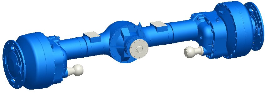 Mid-rear drive axle of the grader Mid-rear drive axle of the grader