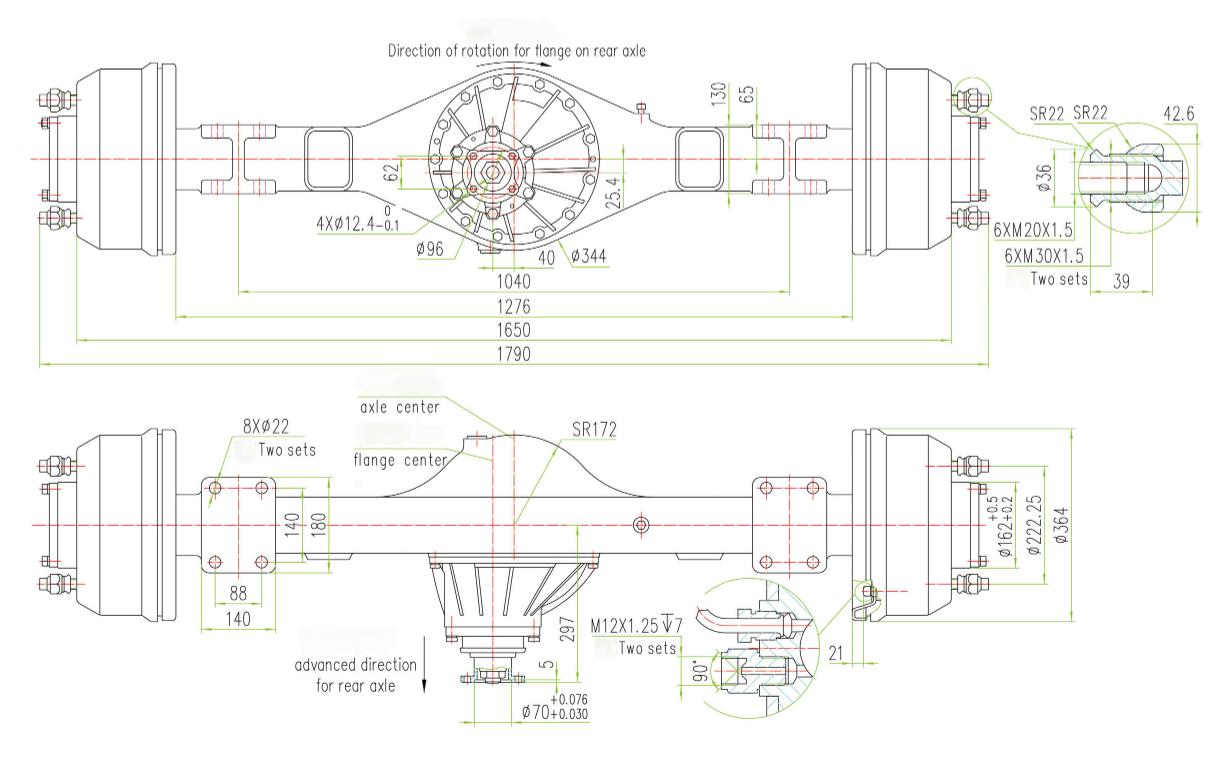 Rear axle for 6.5 ton wheeled excavator Rear axle for 6.5 ton wheeled excavator