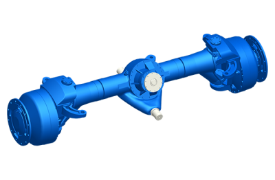 Front steerable drive axle for grader