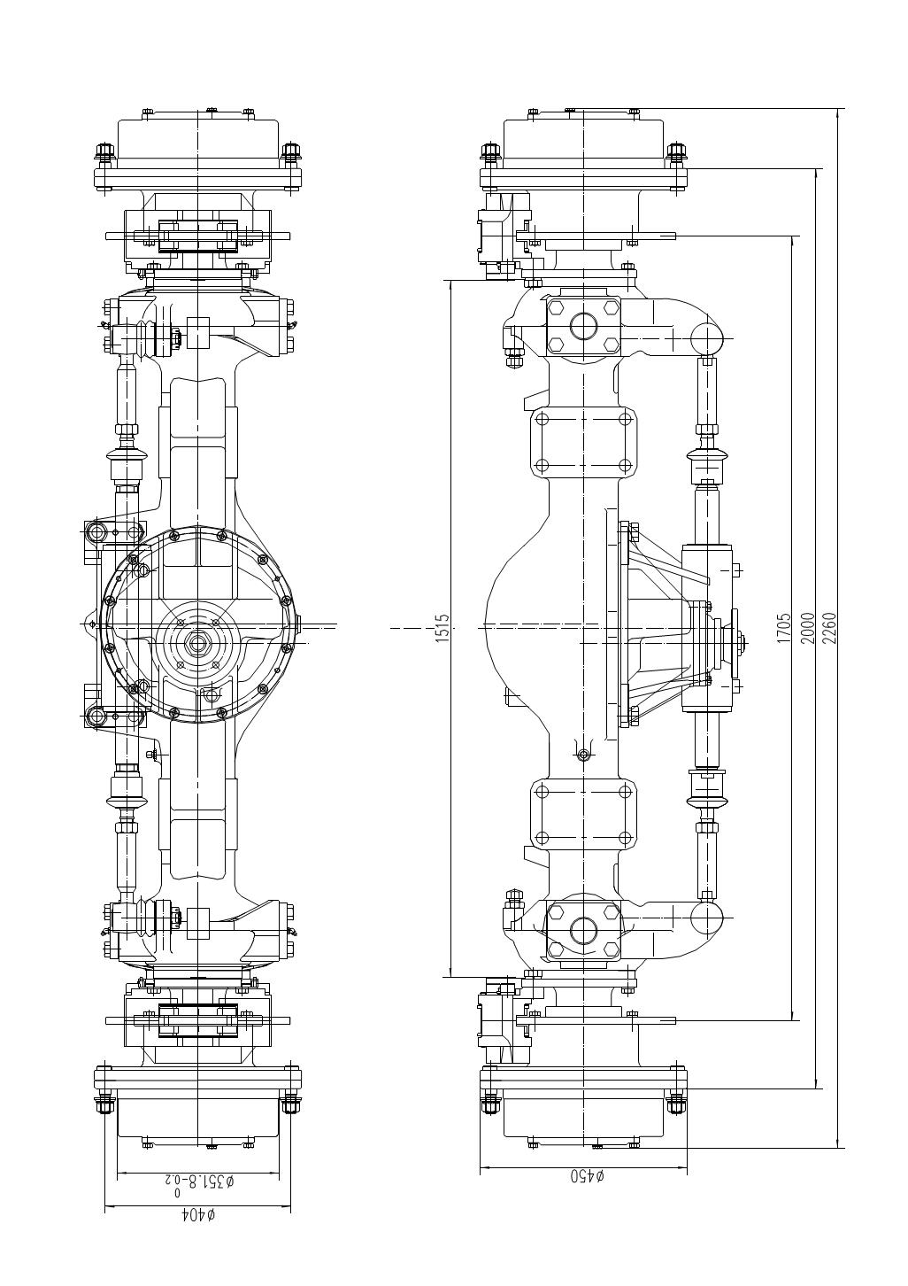 Drive axle for a wheeled excavator weighing 13 tons Drive axle for a wheeled excavator weighing 13 tons